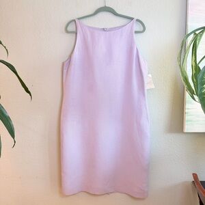 Dana Buchman Linen Lilac Pastel Purple Classic Minimalist Sheath Midi Dress 14